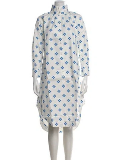 Pre-owned Kule Printed Knee-length Dress In White
