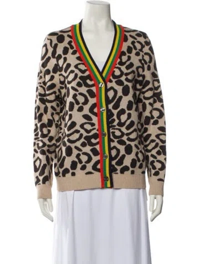 Pre-owned Kule Printed V-neck Sweater In Brown