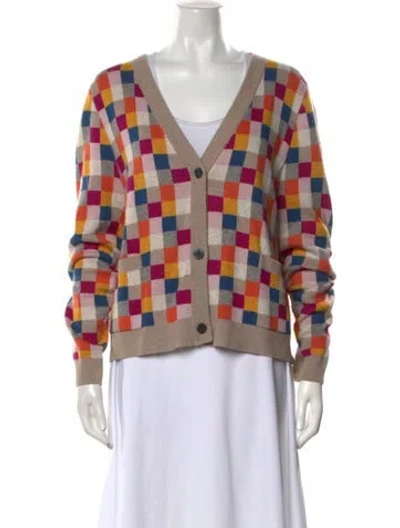 Pre-owned Kule Printed V-neck Sweater In Gray