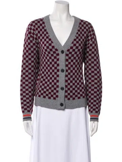 Pre-owned Kule Printed V-neck Sweater In Gray