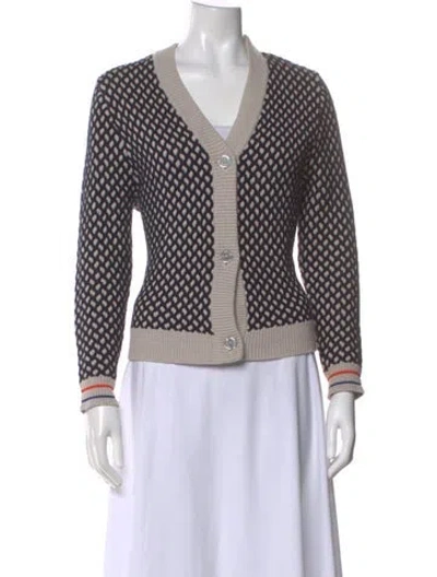 Pre-owned Kule Printed V-neck Sweater In Gray