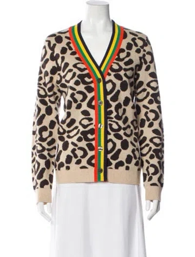 Pre-owned Kule Printed V-neck Sweater In Neutral