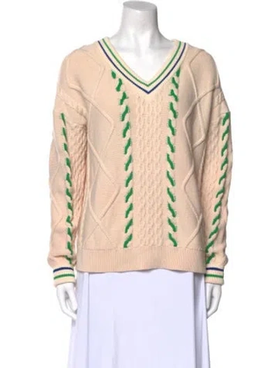 Pre-owned Kule Printed V-neck Sweater In Neutral