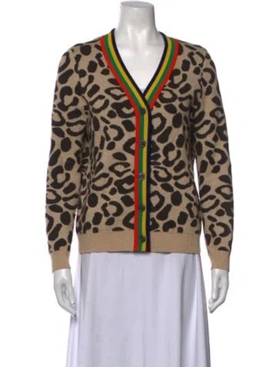 Pre-owned Kule Printed V-neck Sweater In Neutrals