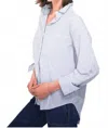 Kule Quinn Cotton Shirt In White/blue In White