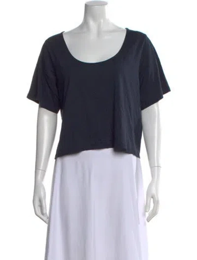 Pre-owned Kule Scoop Neck Short Sleeve Crop Top In Blue