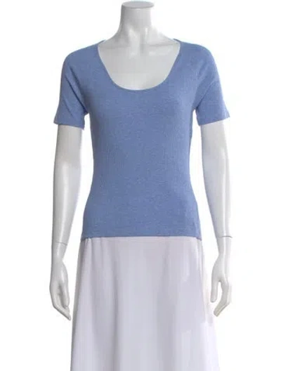 Pre-owned Kule Scoop Neck Short Sleeve Top In Blue