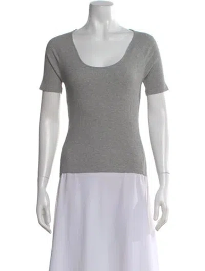 Pre-owned Kule Scoop Neck Short Sleeve Top In Gray
