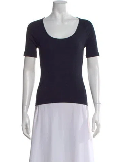 Pre-owned Kule Scoop Neck Short Sleeve T-shirt In Blue