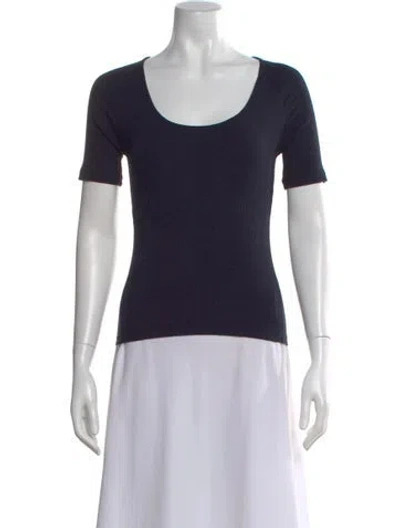 Pre-owned Kule Scoop Neck Short Sleeve T-shirt In Blue