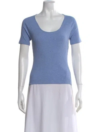 Pre-owned Kule Scoop Neck Short Sleeve T-shirt In Blue