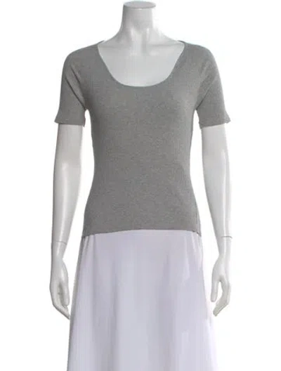 Pre-owned Kule Scoop Neck Short Sleeve T-shirt In Gray
