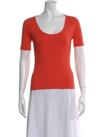 Pre-owned Kule Scoop Neck Short Sleeve T-shirt In Orange