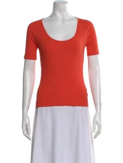 Pre-owned Kule Scoop Neck Short Sleeve T-shirt In Orange