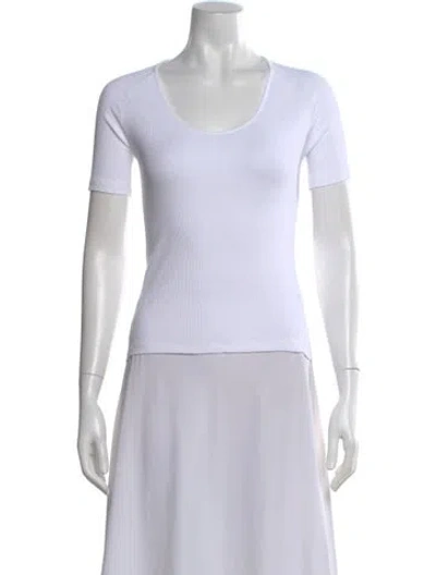 Pre-owned Kule Scoop Neck Short Sleeve T-shirt In White