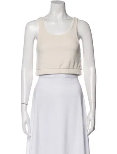 Pre-owned Kule Scoop Neck Sleeveless Crop Top In Neutral