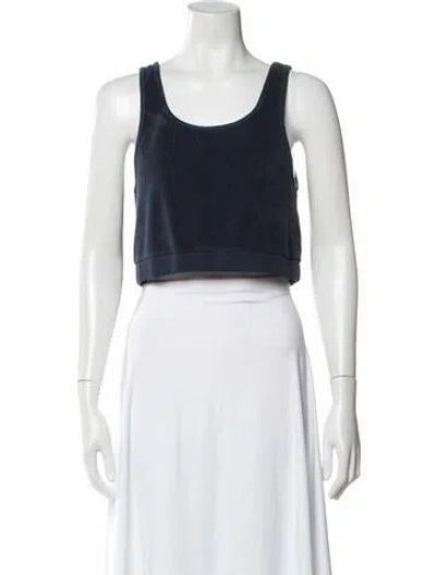Pre-owned Kule Scoop Neck Sleeveless Crop Top In White