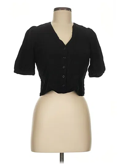 Pre-owned Kule Short Sleeve Blouse In Black