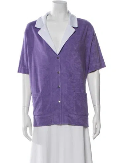 Pre-owned Kule Short Sleeve Button-up Top W/ Tags In Purple