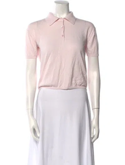 Pre-owned Kule Short Sleeve Crop Top In Pink