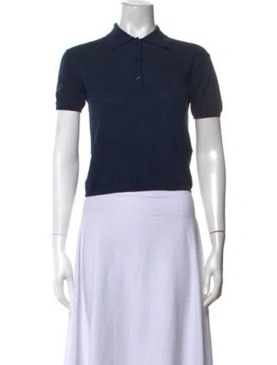 Pre-owned Kule Short Sleeve Polo In Blue