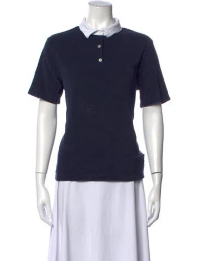 Pre-owned Kule Short Sleeve Polo In Blue