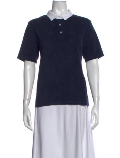 Pre-owned Kule Short Sleeve Polo In Blue