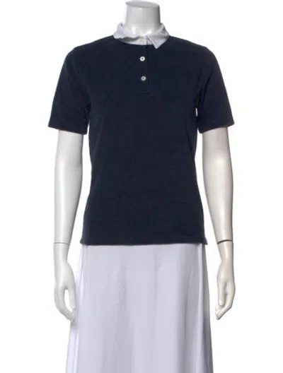 Pre-owned Kule Short Sleeve Polo In Blue
