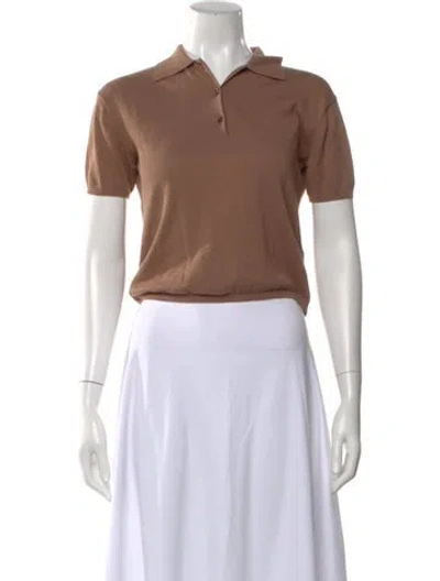 Pre-owned Kule Short Sleeve Polo In Brown