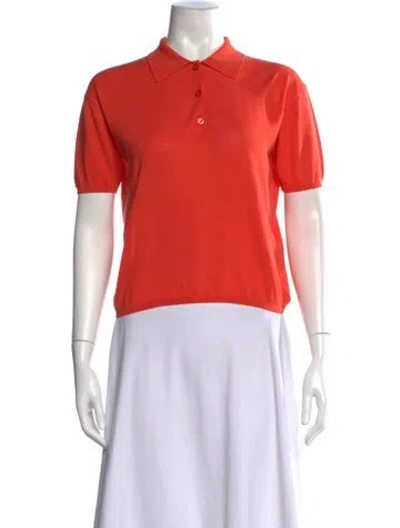 Pre-owned Kule Short Sleeve Polo In Orange