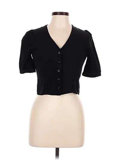Pre-owned Kule Short Sleeve Top Black Sweetheart Neckline Tops