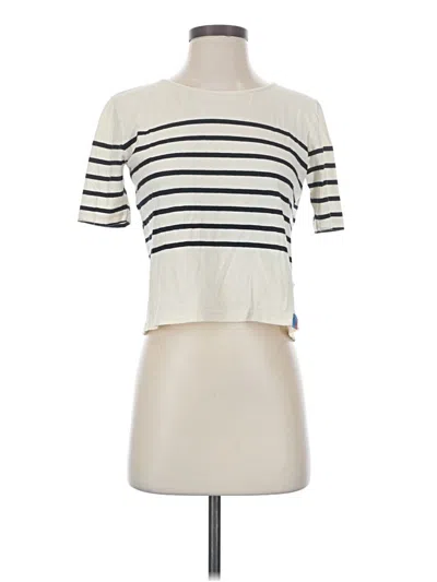 Pre-owned Kule Short Sleeve Top Ivory Mock Neckline Tops