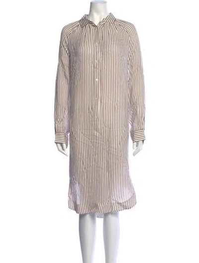 Pre-owned Kule Silk Midi Length Dress In Brown/white