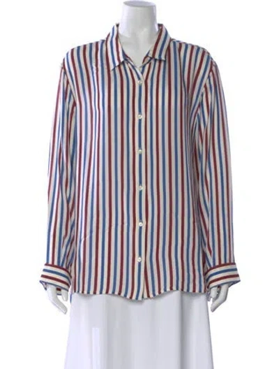 Pre-owned Kule Silk Striped Button-up Top In Multi