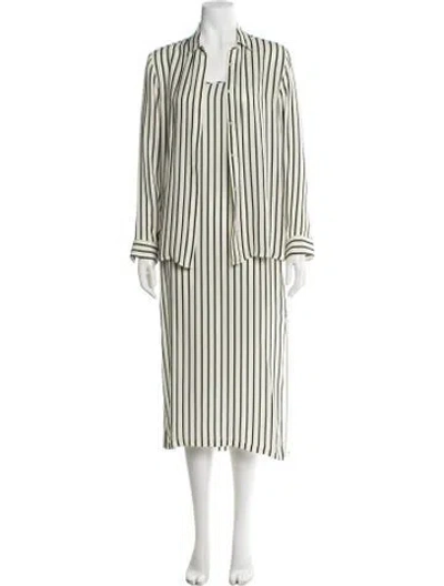 Pre-owned Kule Silk Striped Dress Set In Neutral