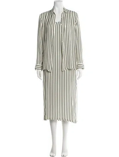 Pre-owned Kule Silk Striped Dress Set In Neutrals
