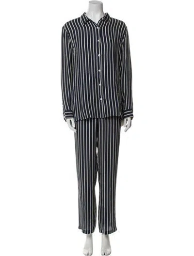 Pre-owned Kule Silk Striped Pant Set In Blue