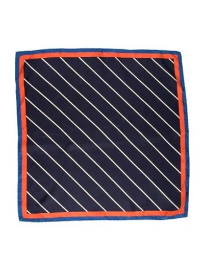 Pre-owned Kule Silk Striped Scarf In Blue
