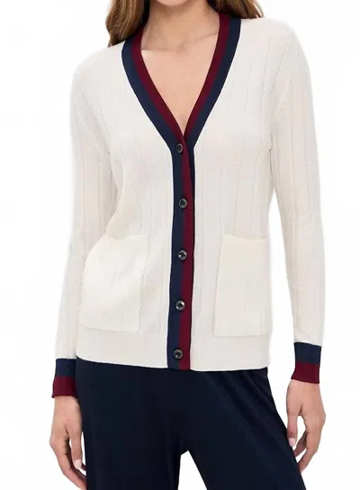 Kule Sinclair Cashmere Cardigan In Cream/navy/port In Neutral