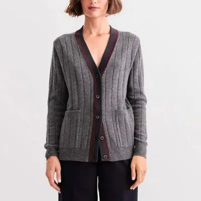Kule Sinclair Cashmere Long Sleeve Cardigan In Smoke Melange In Multi