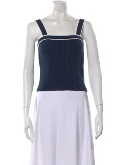 Pre-owned Kule Square Neckline Sleeveless Crop Top In Blue