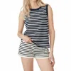 Kule Stripe Tank Top In Navy/cream In Black