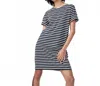 Kule Stripe Tee Dress In Navy/cream In Black