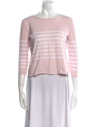 Pre-owned Kule Striped Bateau Neckline Crop Top In Pink