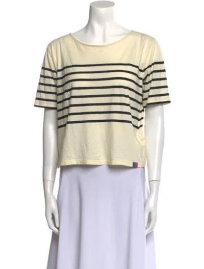 Pre-owned Kule Striped Bateau Neckline Crop Top In White