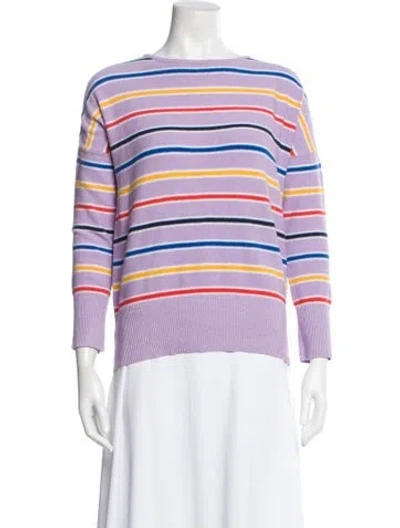 Pre-owned Kule Striped Bateau Neckline Sweatshirt In White