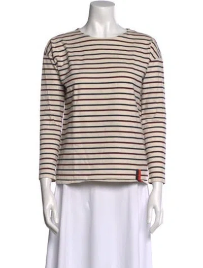 Pre-owned Kule Striped Bateau Neckline Top In Neutral