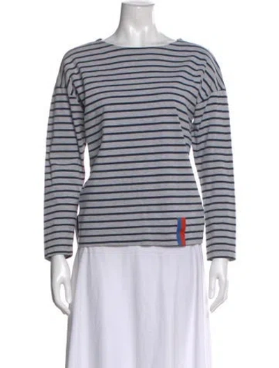 Pre-owned Kule Striped Bateau Neckline T-shirt In Multi