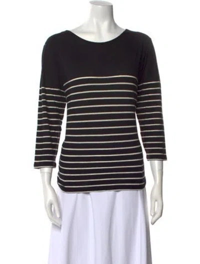 Pre-owned Kule Striped Bateau Neckline T-shirt W/ Tags In Black