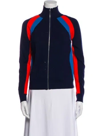 Pre-owned Kule Striped Bomber Jacket In Blue